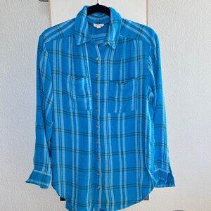 Pilcro Blue Plaid Button Down Shirt